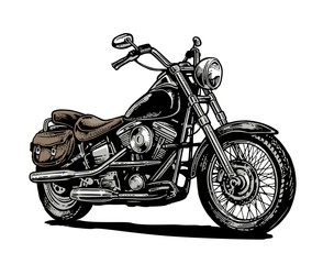 Motorcycle. Vector engraved illustration