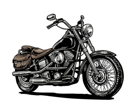 Fototapeta Motorcycle. Vector engraved illustration