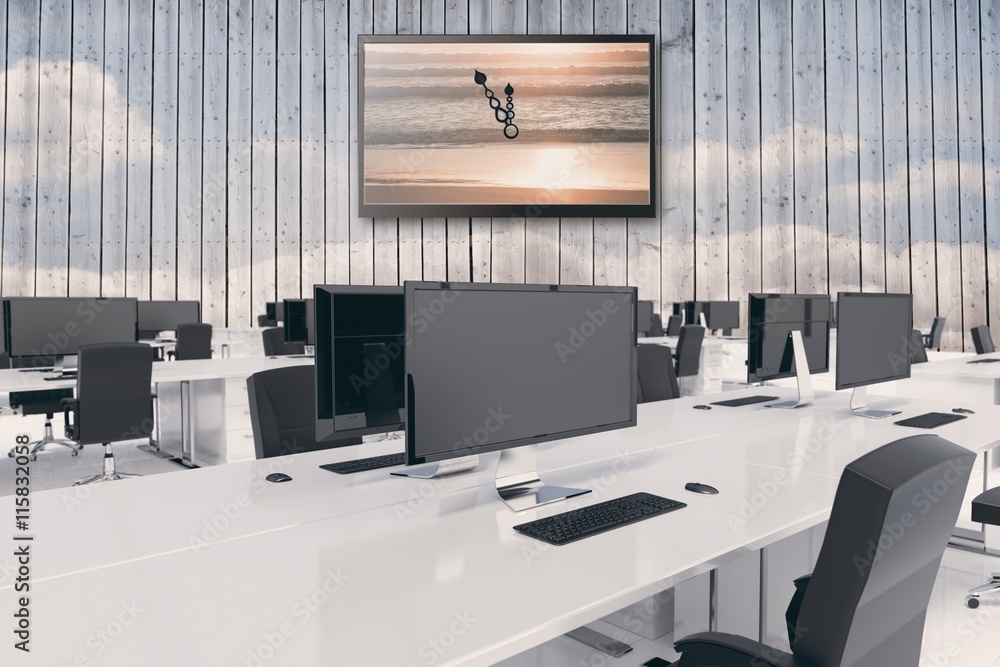 Aufkleber composite image of desks in a open space