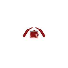 Wallet and hands web icon. vector design