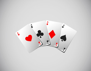 Poker cards, Poker aces isolated. Playing cards.