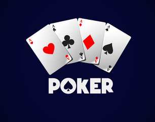 Poker cards, Poker aces isolated. Playing cards.