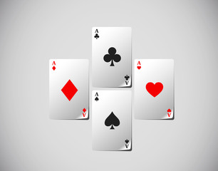 Poker cards, Poker aces isolated. Playing cards.