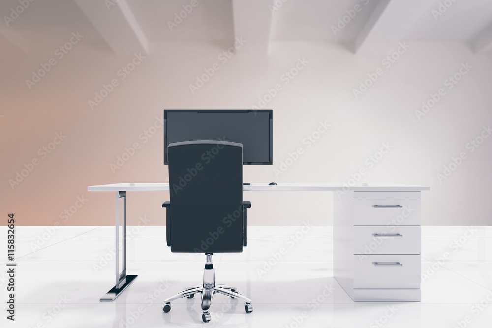 Poster Empty office with desk and computer