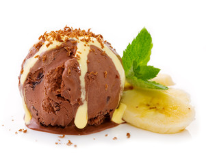 Chocolate Ice cream and walnuts.