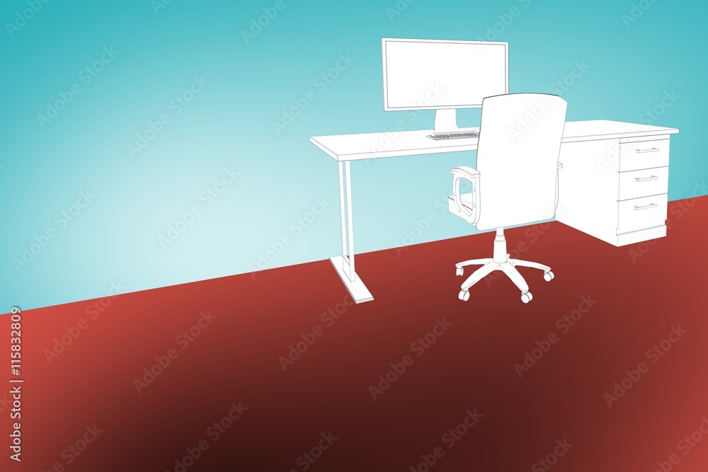 Poster composite image of draw of a desk