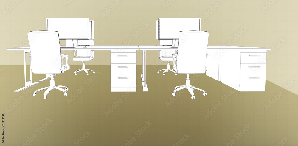 Poster composite image of draw of two desks