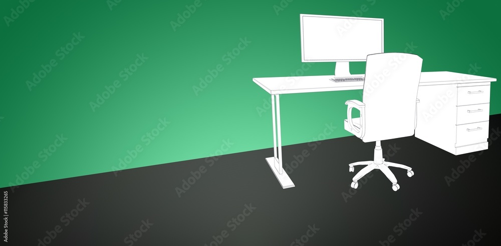 Poster composite image of draw of a desk