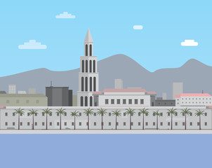 City of Split, flat style illustration.