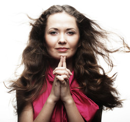 Naklejka premium young woman with long hair 