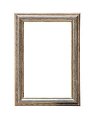 Classic golden painting canvas frame isolated on white background