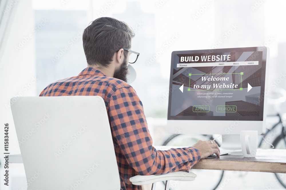 Poster composite image of composite image of build website interface