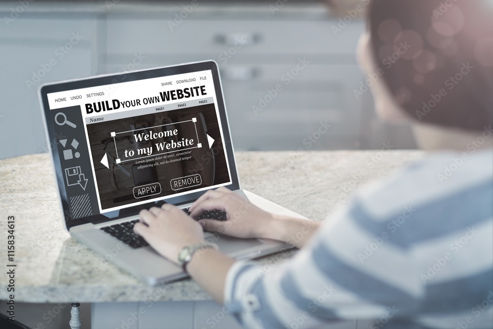 Poster composite image of composite image of build website interface