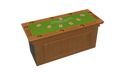 Blackjack table, gambling game isolated on white background