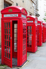 traditional red phone boxes in London