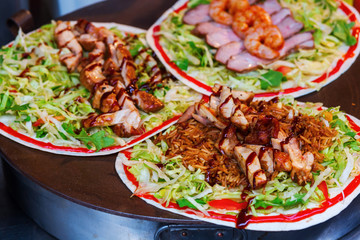 pizza samples at a food market