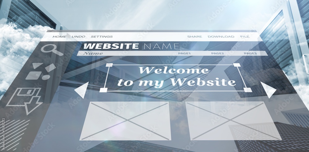 Poster composite image of composite image of build website interface