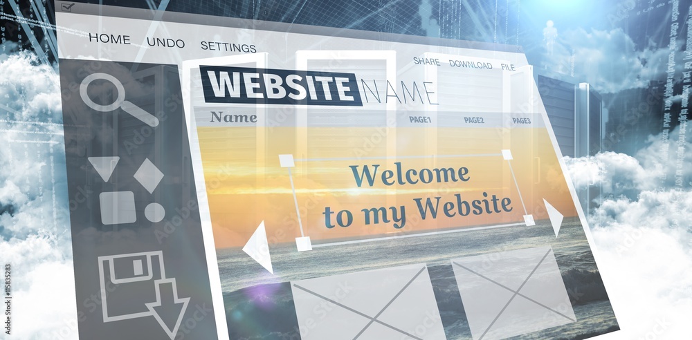 Poster composite image of composite image of build website interface
