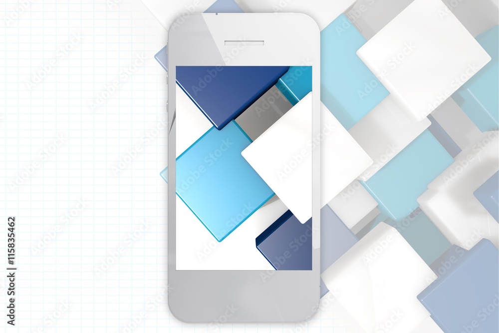Poster composite image of credit card insert in mobile phone screen