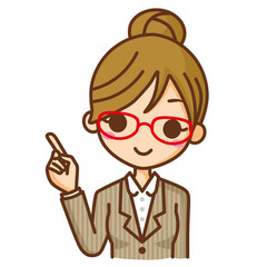 眼鏡のビジネスウーマン　指差し
