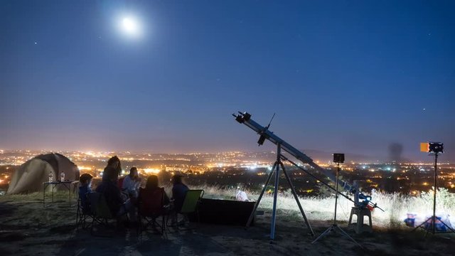 6 in 1! Process of the shot cinema on the background a night city. Time lapse.Hyperlapse