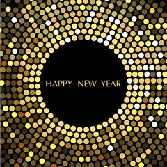 Vector design-Happy New Year. The depicted circles of different colors mimicking the effect of the glitter. Can be used as cover for greeting cards or as invitations.