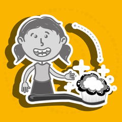 girl with toothpaste isolated icon design, vector illustration graphic