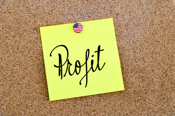 Written text Profit over yellow paper note
