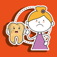 diseased tooth girl isolated icon design, vector illustration  graphic 