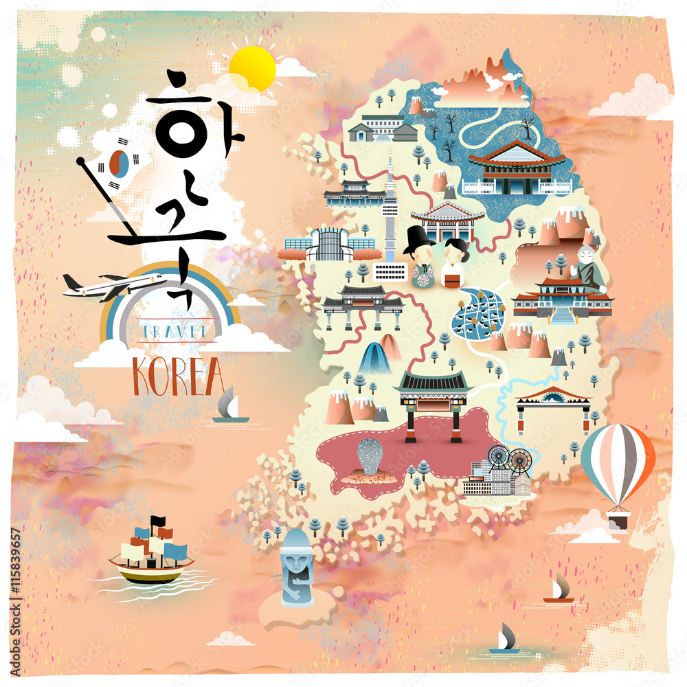 Canvas Prints korea travel map design