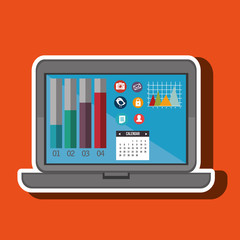 laptop and statistics isolated icon design, vector illustration  graphic 