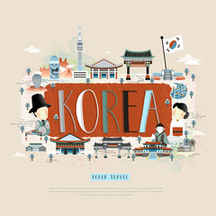Korea travel poster - obrazy, fototapety, plakaty