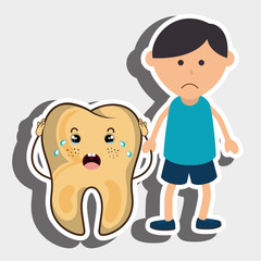 boy diseased tooth isolated icon design, vector illustration  graphic 