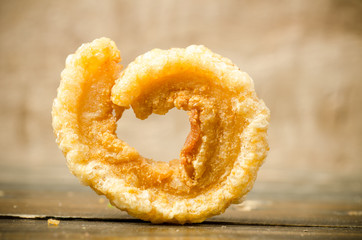 Close up of pork rind,popular Northern Thai food