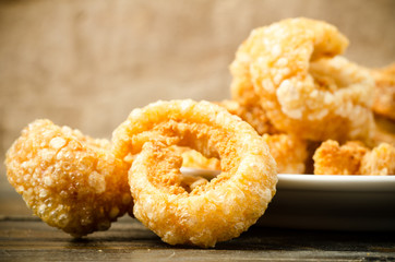 Close up of pork rind,popular Northern Thai food