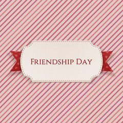 Friendship Day Card on red Ribbon