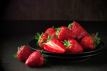 Strawberries in black plate
