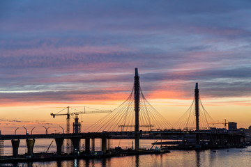 Fototapeta premium construction site after sunset