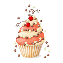 isolated cupcake with red currant