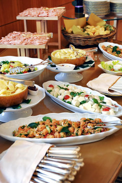 Assortment of food on a cold buffet