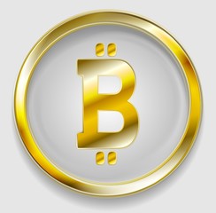 Crypto currency, golden icon bitcoin design