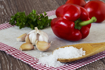 head of garlic and sea salt