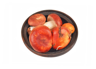 Boletus edulis mushroom in vintage clay bowl