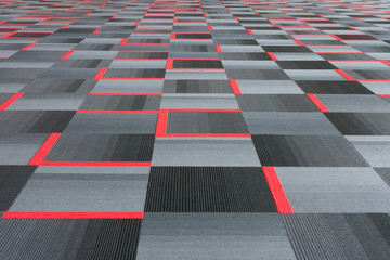 red with gray carpet.