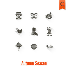 Set of Flat Autumn Icons