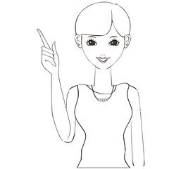 案内紹介　ショート美人　かわいい　線画女性