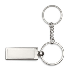 Silver key-chain on white background