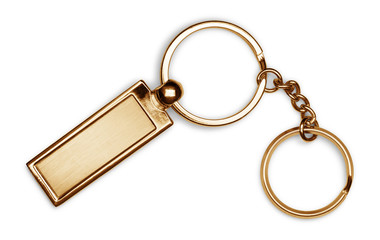 Bronze keychain on white background