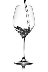 Drinking water pouring in wine glass
