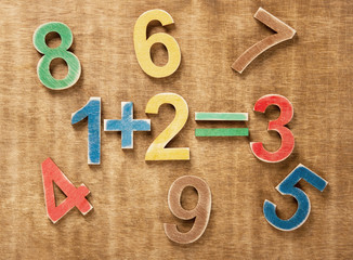 Colorful wooden numbers